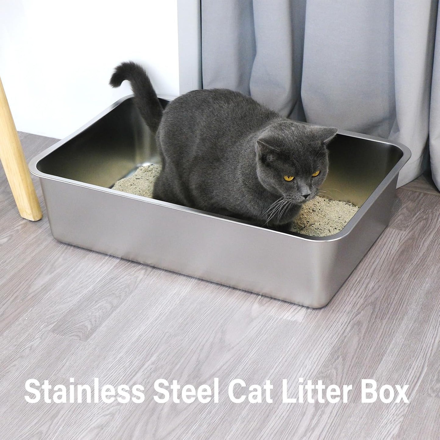 Stainless Steel Cat Litter Box 4in Low Entry,Metal Litter Box for Small Cats/Kitty Easy to Clean,Cat LitterBox for Kitten Elderly Cats,Non Stick, No Smell