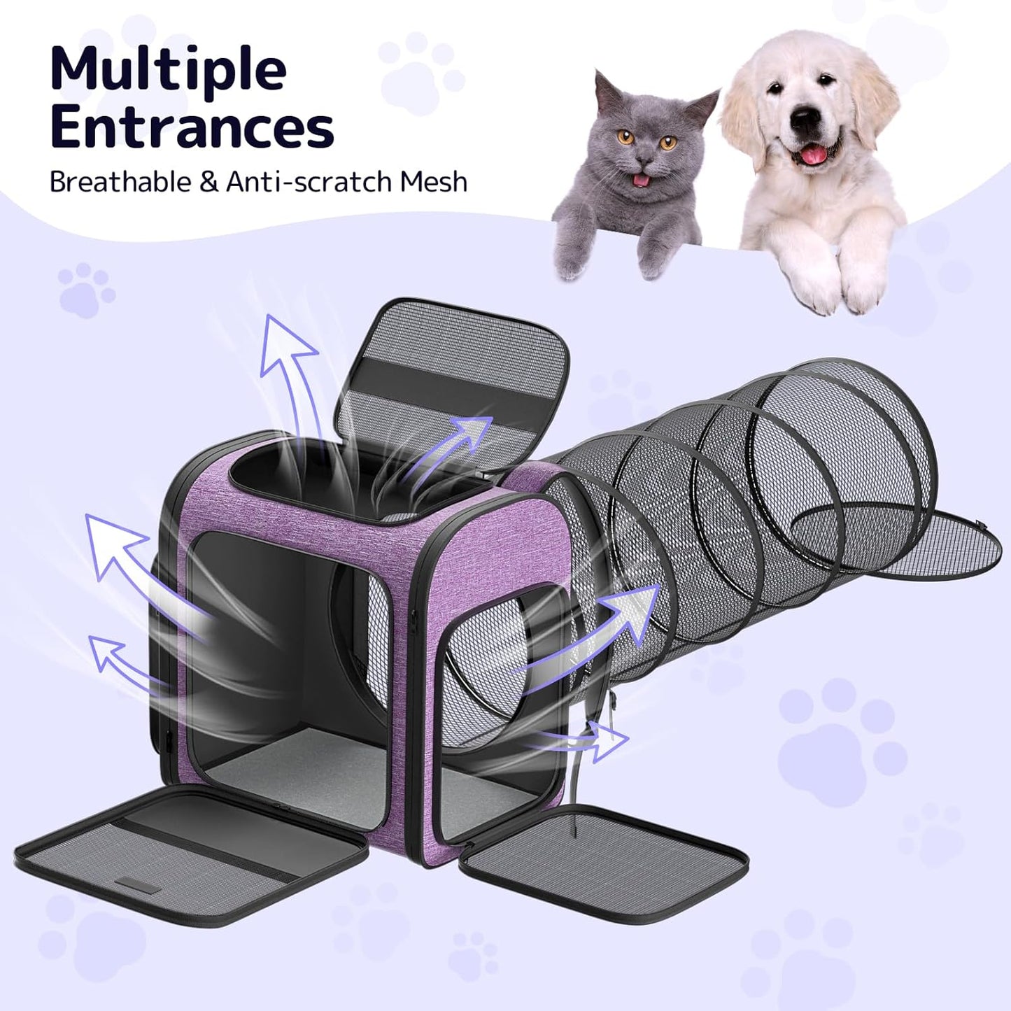 Pawtners Cat Carrier Backpacks Expandable Cat Backpack with Breathable Mesh, Pet Carrier Backpack for Cats Small Dogs Puppies Up to 18 Lbs, Dog Carrier Backpack for Travel Hiking Camping Outdoor - Pawvie