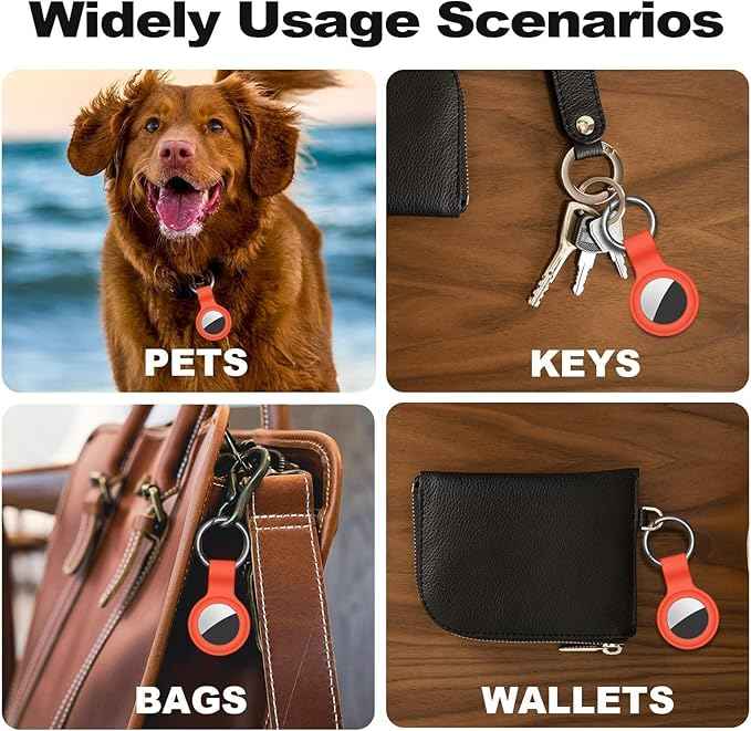 Case for AirTag 2nd Gen (2026) & 1st Gen, Silicone Holder Keychain Key Ring, Protective Cover for Apple for Air Tags, GPS Finder Accessories for Bags, Pets, Kids, Luggage, Orange