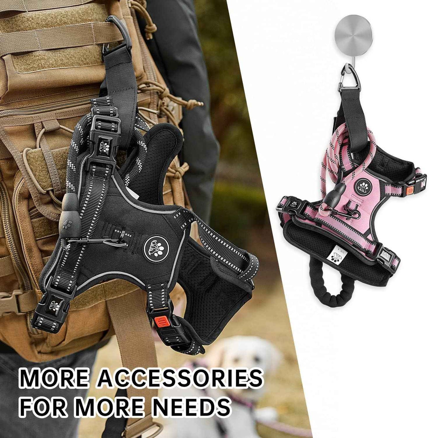 NESTROAD No Pull Dog Harness,Adjustable Oxford Dog Vest Harness with Leash,Reflective No-Choke Pet Harness with Easy Control Soft Handle for Small Dogs(Small,Pink)