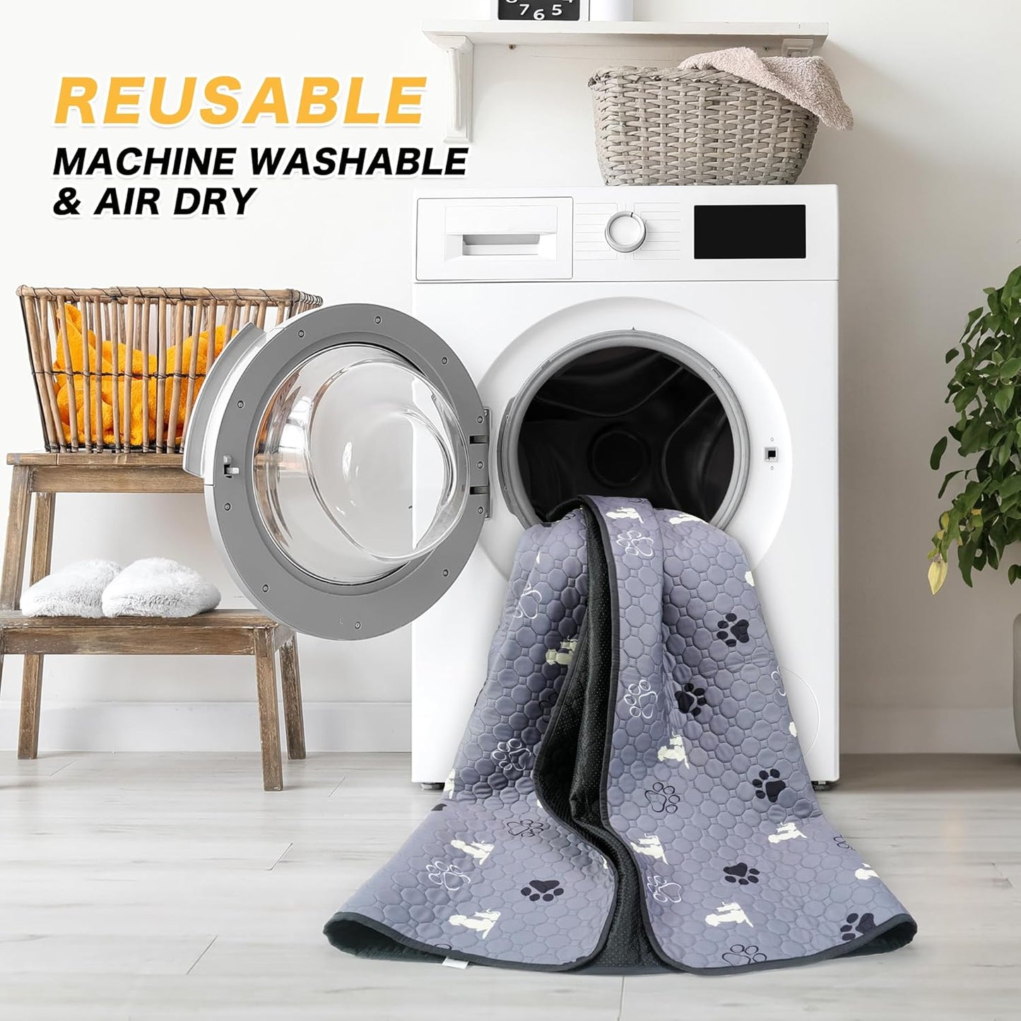 Washable Pee Pads for Dogs 72"x72", Extra Large Reusable Puppy Pads, Waterproof Pet Pee Pads for Dog Potty Training, Extra Large Dog Pee Pads for Crate, Playpen, and Whelping, Durable and Absorbent