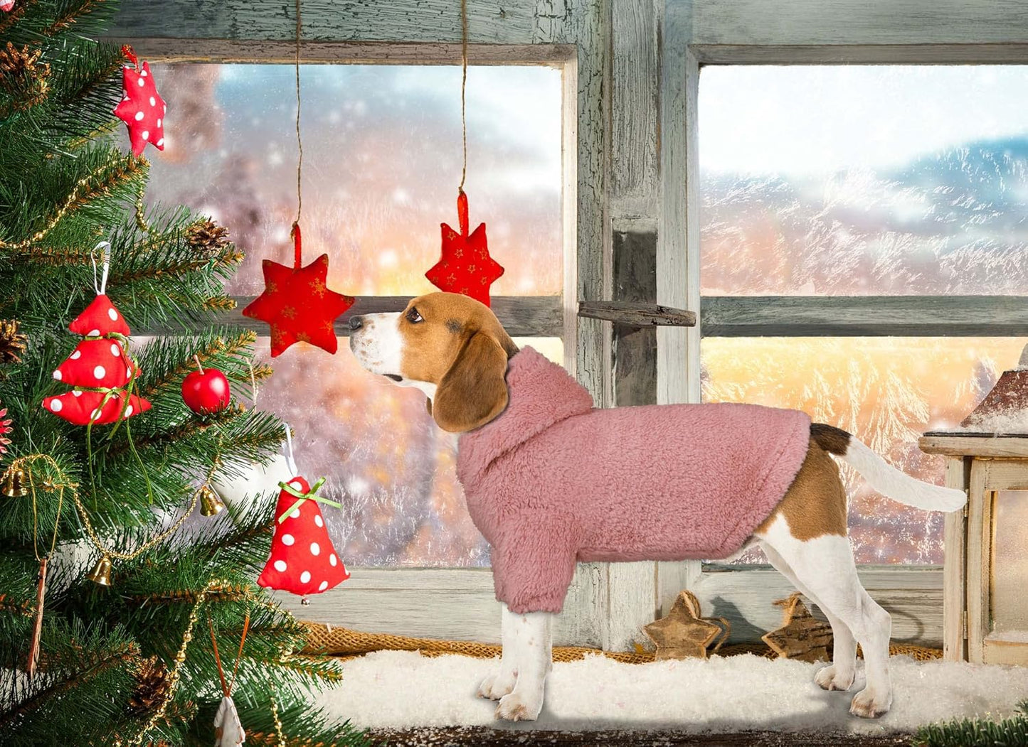 Fuzzy Dog Sweaters for Large Dogs Pet Hoodie Clothes Warm Soft Pet Coats Hooded Sweatshirt Dog Hoodie for Large Dogs(Pink-L)