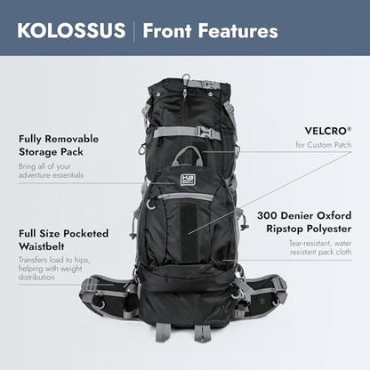 K9 Sport Sack Kolossus - XXL, Black - The Big Dog Backpack - Ideal for Dogs 26-29” Long - Fully Adjustable Pet Carrier - Doubles as a Professional-Grade 60L Hiking Pack