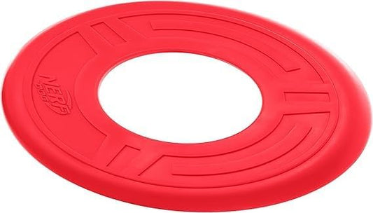 Nerf Dog Atomic Flyer Outdoor Dog Toy, 10 Inch Flying Disc Dog Fetch Toy, Rubber Dog Toy for Medium Dogs and Large Dogs, Red