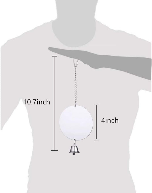 Hypeety Pet Bird Mirror Toy with Bells Hanging Toy for Parakeet Cockatiel Conure Lovebirds Finch Canary Cage Swing Fun Play Toy (Bird Mirror-1 Bell)