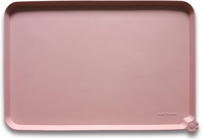 Hoki Found Large Non Slip Pet Feeding Mats - Silicone tray - Waterproof Bowls - Neutral Pink