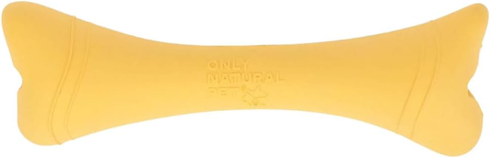 Only Natural Pet Rubber Boredom Buster Treat Stuffer Dog Toys - Interactive Stuffable Feeder Dispenser Fillable Durable Play Puppy Medium Large XS Chew Pup Hide Holder Easy Refill -BobbleBone/Yellow