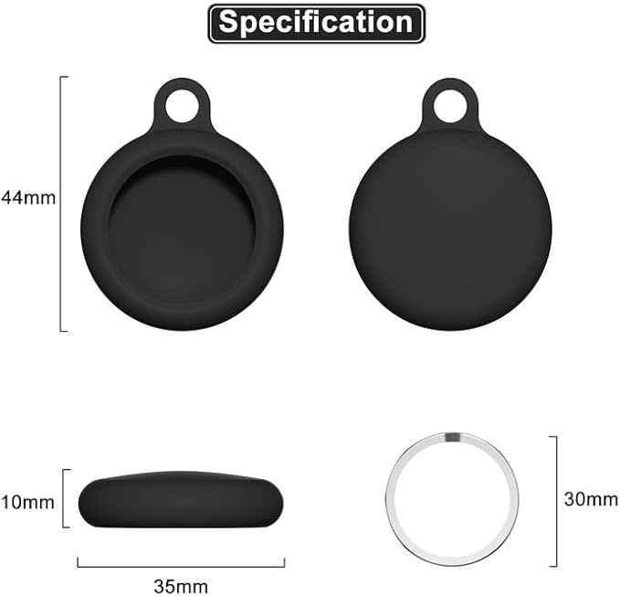 oakxco for Airtag Keychain Silicone, Airtag Holder with Key Ring, Air Tag Cover Cute Accessories for Kids, Luggage, Car Dog Collar, Car, Compatible with Apple Airtag Case Waterproof Tracker, Black