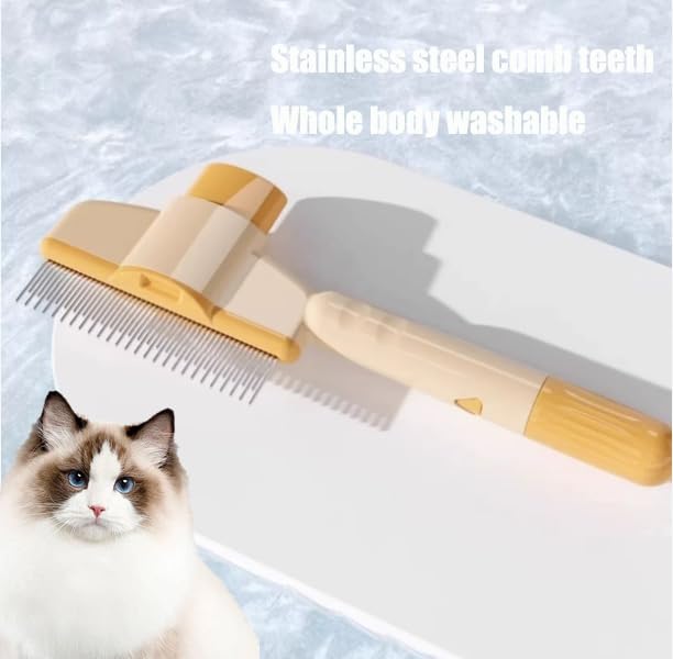 2PCS Self CleaningPetComb Grooming Brush,PetComb for Dogs & Cats, Brush for Cats, Cat dog comb Pet Grooming for Massaging and Cleaning Shedding Hair (Green+Yellow)