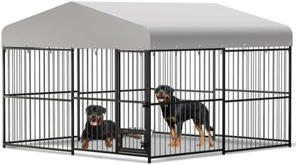 10x10x6FT Large Dog Kennel Outside Dog Playpen Outdoor Dog Enclosures with UV-Resistant Waterproof Roof Covered Dog House Outdoor,Lock,for Medium and Large Dogs,Easy Assembly