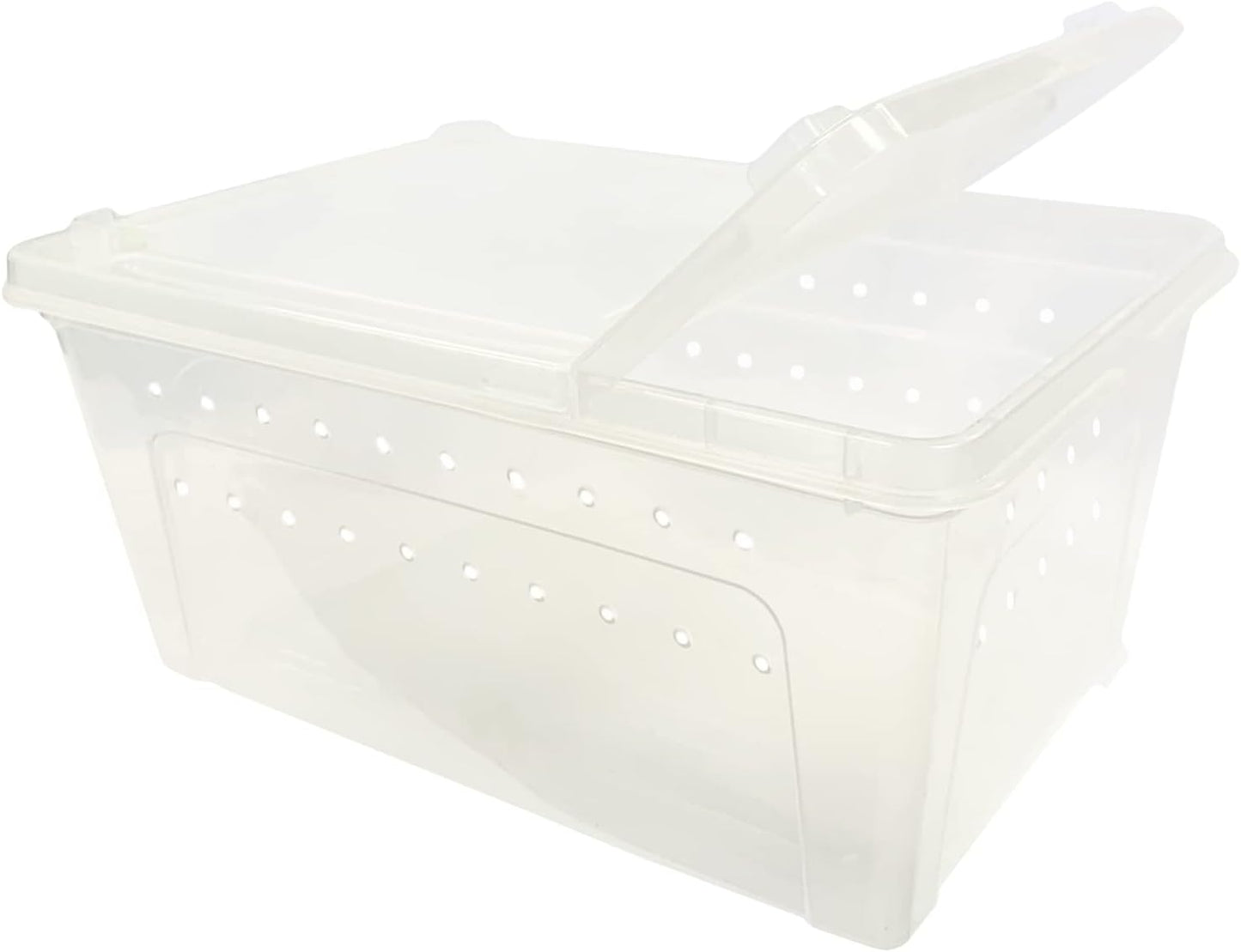 Happy Habitat - Ventilated Enclosure & Breeder Box - for Live Feeder Insects, Reptiles, Amphibians & Other Small Pets - Durable Plastic Portable Terrarium (Medium)