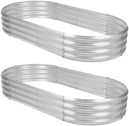 2Pack Raised Garden Bed 6×3×1FT,Galvanized Planter Box Oval Large Matel Steel Backyard Beds Outdoor for Vegetables,Flowers,Herbs,Plant