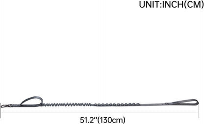 EXCELLENT ELITE SPANKER Tactical Bungee Dog Leash Military Adjustable Dog Leash Quick Release Elastic Leads Rope with 2 Control Handle（Grey