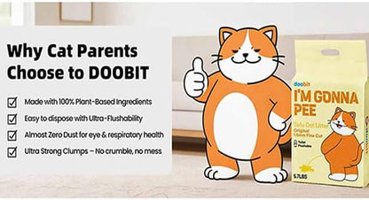 Tofu Cat Litter Flushable, Fast Clumping, Scoop Poop Easily, Less Dust, Less Tracking, Natural Non Toxic Cat Litter, Biodegradable cat Litte, sustainably Yours, I'm Gonna Pee(5.7lb x 1pack)