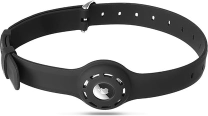 SaharaCase Adjustable Silicone Dog Collar Case for Apple AirTag (Large Dogs) [Shockproof Bumper] Rugged Protection Antislip Grip (Black)