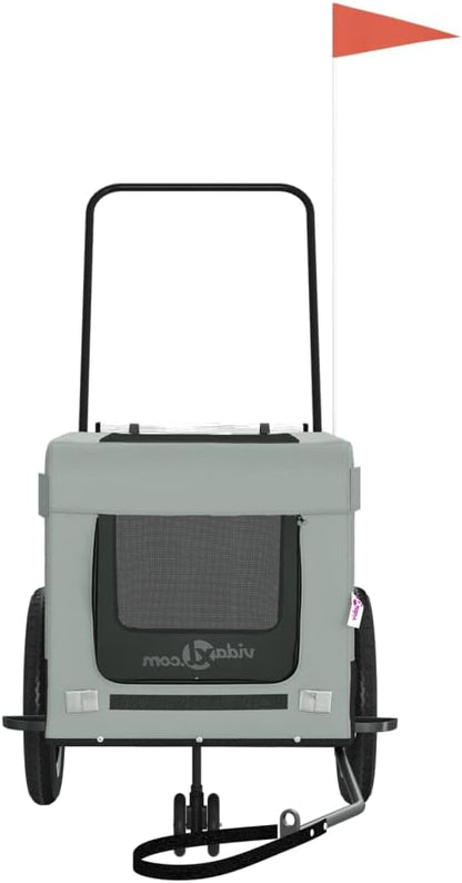 Tidyard Pet Bike Trailer Gray and Black Oxford Fabric and Iron Pet Bicycle Carrier, Animal Bike Stroller for Cat, Puppy, Dog, Outdoor, Travel Style C