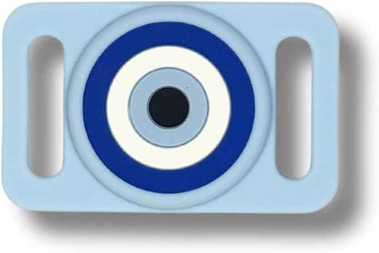 Two Tails Evil Eye Dog Collar Holder Compatible with Apple AirTag Tracker, Durable Silicone Slide-On Case for Pets, Secure Finder Device Cover, Easy to Clean