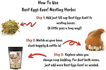 Pampered Chicken Mama Best Eggs Ever! Nesting Herbs for Chickens (4 Pounds) Calcium Supplement for Chickens | Chicken Feed Supplies, Hen Treats for Coops