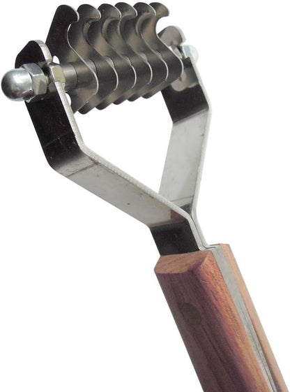 Mars Coat King Dematting Undercoat Grooming Rake Stripper Tool for Dogs and Cats, Stainless Steel with Wooden Handle for Thick Coats, 6-Blade Stripper for Groomers, Pet Owners