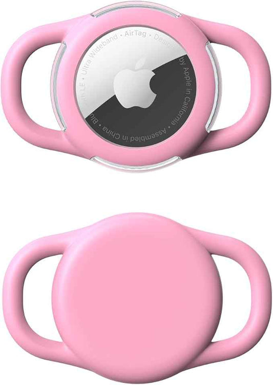 Waterproof Airtag Holder for Dog Collar, Soft Full-Body Protective Airtag Holder for Dog & Cat Collars, Ultra-Durable, Easy Installation, Lightweight Clear Airtag Case (Pink, Small)