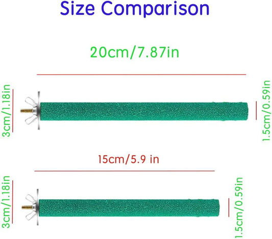 10 PCS Parrot Perch Stand Bird Perch Stand Toy Colorful Paw Grinding Stick Cage Wooden Parakeet Perch Accessories for Cockatiels (7.87in/0.59in)