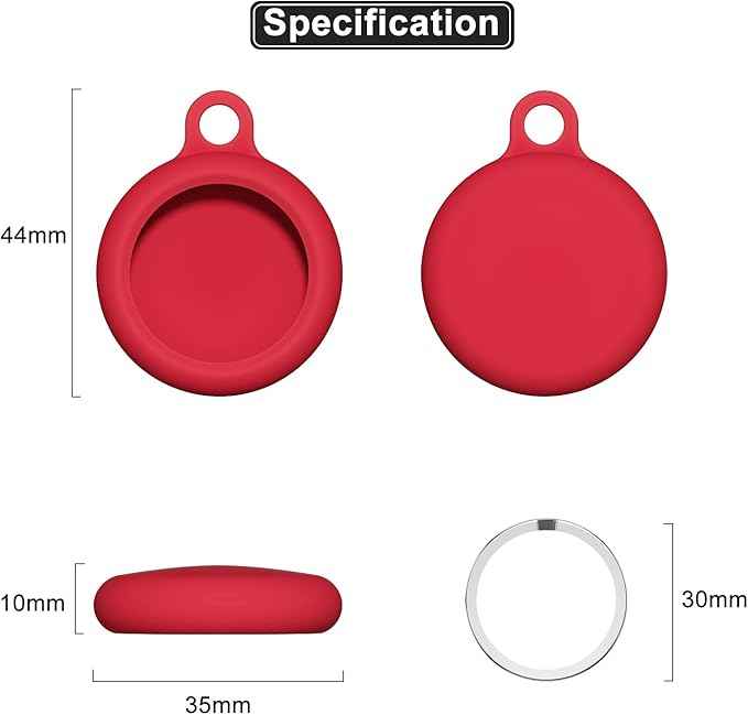oakxco for Airtag Keychain Silicone, Airtag Holder with Key Ring, Air Tag Cover Cute Accessories for Kids, Luggage, Car Dog Collar, Car, Compatible with Apple Airtag Case Waterproof Tracker, Red
