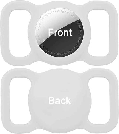 Protective Air tag Case for Dog Collar, Pet/Dog Collar Holder Case Compatible with Apple Air tag, Waterproof Air Tags Loop for GPS Tracker Lightweight Soft Anti Scratch Anti Lost White