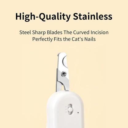 PAKEWAY Pet Nail Clipper with LED & -U-V Light, Cat Claw Trimmer with Ultra Bright LED Light for Nail Bloodline to Avoid Over Cutting, Sharp Angled Blade Grooming Tool for Dog Cat Rabbit Small Animals