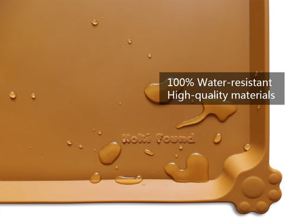 Hoki Found XX-Large Non Slip Silicone Pet Food Mats - Bowl Mats Tray - Feeding Mat for Carpet, Dogs, Cats - Waterproof - Butterscotch