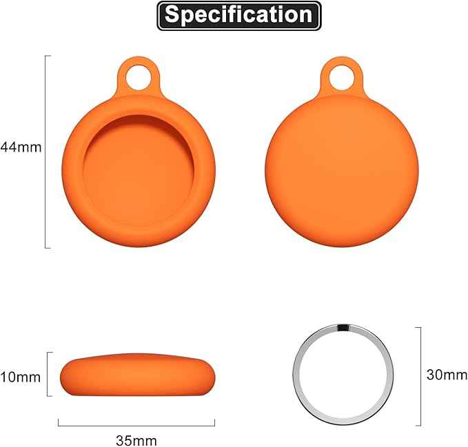 oakxco for Airtag Keychain Silicone, Airtag Holder with Key Ring, Air Tag Cover Cute Accessories for Kids, Luggage, Car Dog Collar, Car, Compatible with Apple Airtag Case Waterproof, Neon Orange