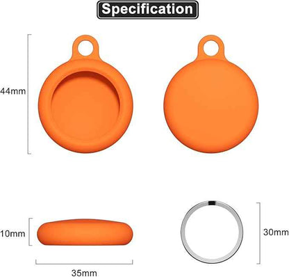oakxco for Airtag Keychain Silicone, Airtag Holder with Key Ring, Air Tag Cover Cute Accessories for Kids, Luggage, Car Dog Collar, Car, Compatible with Apple Airtag Case Waterproof, Neon Orange