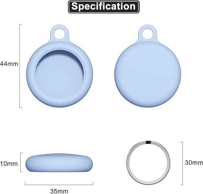 oakxco Compatible with Airtag Keychain Silicone, Holder with Key Ring, Cover Cute Accessories for Kids, Luggage, Car Dog Collar, Car, Compatible with Apple Airtag Case, Aqua Sky Baby Light Blue