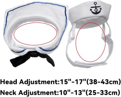 Enjoying Cat Sailor Costume, Halloween Small Dog Sailor Hat Outfit with Tie, Adjustable Pet Navy Costume for Cats Doggies Rabbits Cosplay