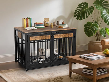 48 Inch Heavy Duty Dog Crate Furniture for Large Dogs, Decorative Pet House End Table, Extra Large Wooden Cage Kennel Furniture Indoor
