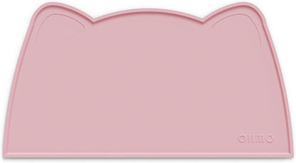OHMO - Cat Food Mat, Silicone Pet Feeding Mat for Floor Non-Skid Waterproof Dog Water Bowl Tray, Easy to Clean Pet Placemat (Pink, 18 * 9.8'')