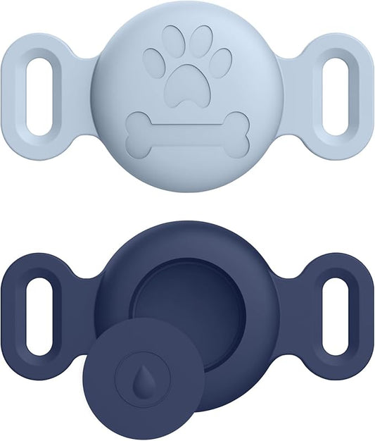 2 Pack Case for Airtag Dog Cat Collar Holder, Soft Silicone Anti-Lost Waterproof Protective Case Compatible with Apple Airtag, for Pet Dog Cat Collars Holder