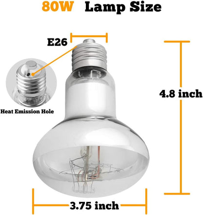 UVA UVB Sun Lamp High Intensity Self-Ballasted Heat Basking Lamp/Light/Bulb for Reptile and Amphibian (80W)