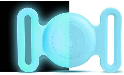 Dog Safety Pendant, Collar Holder for AirTag 2nd & 1st Gen, Pet Tracker Accessory for Dog GPS Tracking, Durable Silicone, Waterproof & Shock-Resistant, Anti-Scratch (Nightlight Blue, Large)