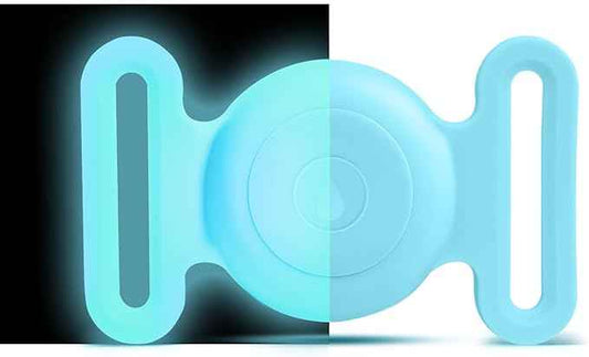 Dog Safety Pendant, Collar Holder for AirTag 2nd & 1st Gen, Pet Tracker Accessory for Dog GPS Tracking, Durable Silicone, Waterproof & Shock-Resistant, Anti-Scratch (Nightlight Blue, Large)