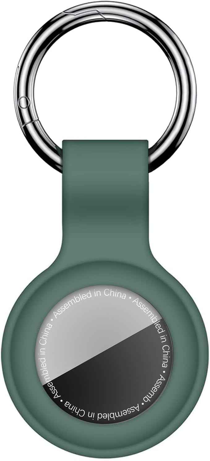 Compatible with AirTag Case Keychain for Air Tag Holder Silicone for AirTags Key Ring Cases Tags Chain for Apple for AirTag GPS Item Finders Accessories，Dark Green