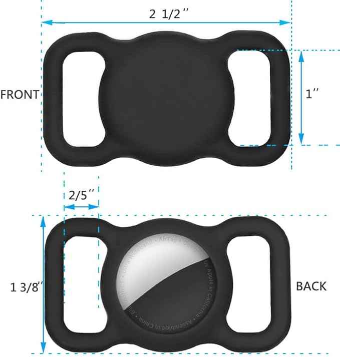 SWINCHO for AirTag 1st & 2nd Generation Holder[2 Pack] Waterproof High-Strength Elastic Silicone AirTag Dog Collar Holder (Mint Green&Black)