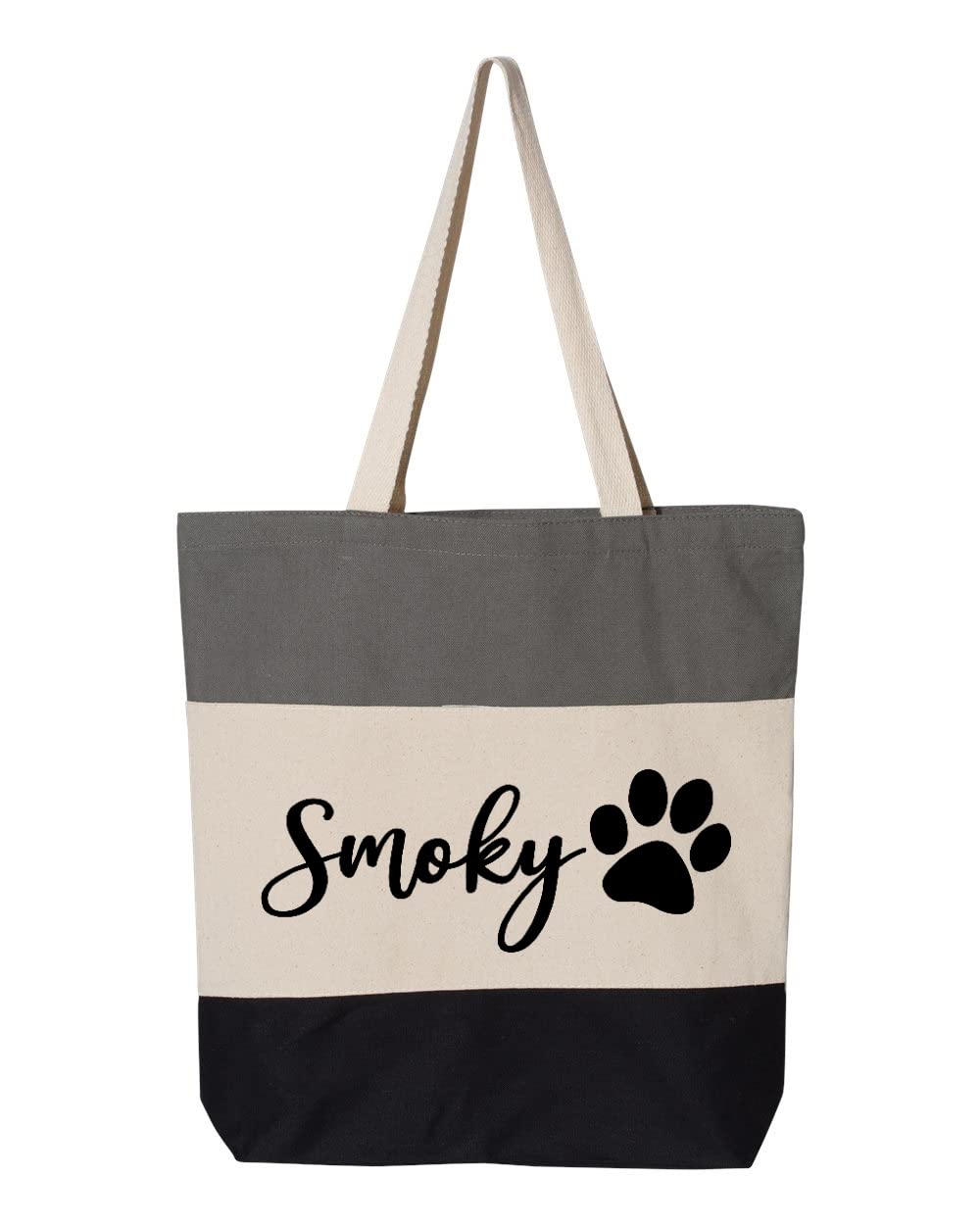 Custom Dog Tote Bag Personalized Dog Mom Gift Dog Toys Totes Pet Gift Custom Pet Bag Gift For Dog Mom Dog Lover Bag (15"L x 15"H x 3"D, Tri-Color Grey) - Pawvie