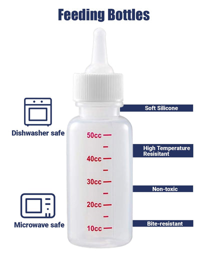 Pet Nursing Bottle, Nursing Bottle Kits, Kitten Bottle Feeding Kit, Fit for Feeding Newborn Puppies, Kitten, Squirrel, with 1 Puppy Bottles for Nursing Puppy Milk, 4 Replacement Nipple