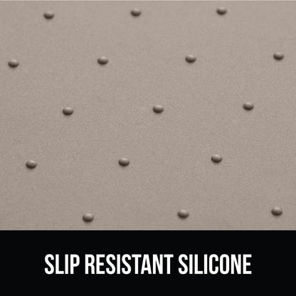 GORILLA GRIP 100% Waterproof Raised Edge BPA Free Silicone Pet Feeding Mat, Dog Cat Food Mats Contain Spills Protects Floors, Placemats for Cats and Dogs Water Bowl, Pets Accessories 28x18 Beige