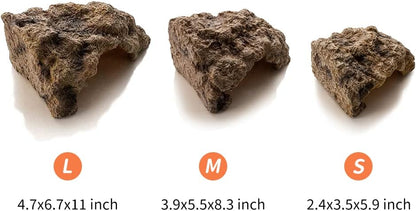 Reptile Simulation Rock Cave Hideouts Terrarium Habitat Décor Bearded Dragon Hideout for Turtles Lizards Snakes Crab (Medium)