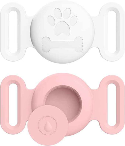2 Pack Case for Airtag Dog Cat Collar Holder, Soft Silicone Anti-Lost Waterproof Protective Case Compatible with Apple Airtag, for Pet Dog Cat Collars Holder