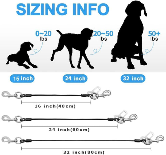 Dog Seat Belt Harness for Car,Dog Seatbelt of Coated Wire Leash Safety Restraint,No Chew Tether Cable Vehicle,Double Clips & Latch (Orange, 32 inch/80 CM)