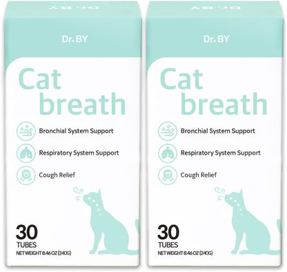 Dr.by Cat Breath Bronchial Supplements Cat Sneezing Treatment Asthma Cold Cough Nose Relief Respiratory&Immune Support with TF-343-30 lickable Formula Individually Packaged, Chicken (2 Packs (17OZ))