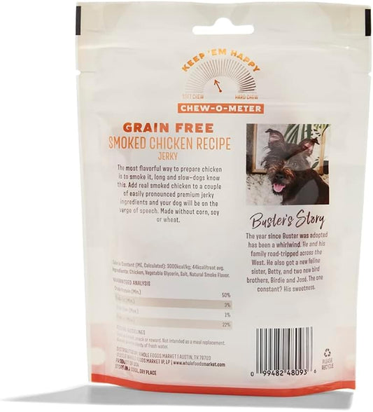 Whole Paws, Grain-Free Jerky Dog Treats, Smoked Chicken Recipe, 5 Ounce