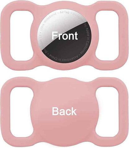 2 Pack Protective Air Tag Case for Dog Collar, Pet/Dog Collar Holder Case Compatible with Apple Air Tag, Waterproof Air tag Loop for GPS Tracker Lightweight Soft Anti Scratch Anti Lost Pink+Mint Green